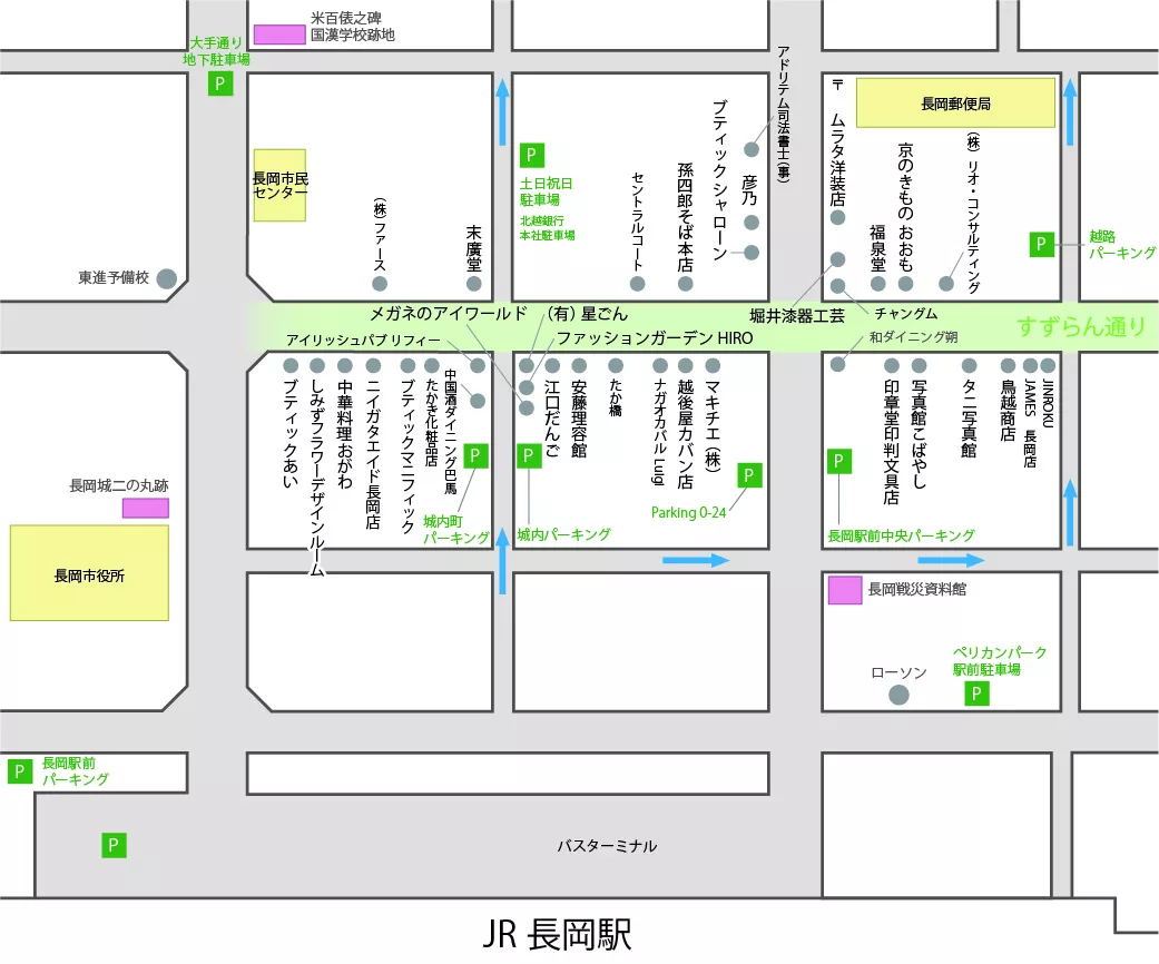 すずらん通りとその周辺にあるお店を案内する地図